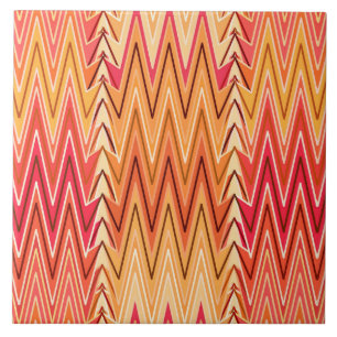 Carreau Ethnic Chevron Damask, or, rouille et crème