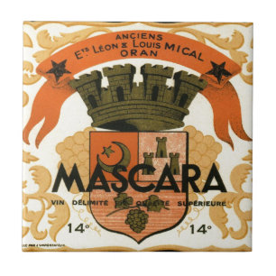 Carreau Étiquette algérien vintage de vin, mascara