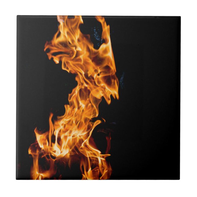 Carreau Étiquette de flamme orange (Devant)