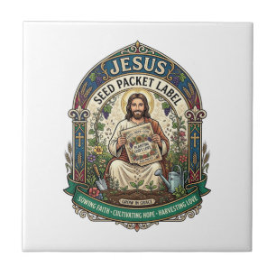 Carreau étiquette de paquet de graines de Jésus étiquette 