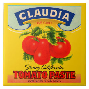 Carreau étiquette de pâte de tomate Claudia des années 