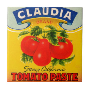 Carreau étiquette de sauce tomate de Claudia des années