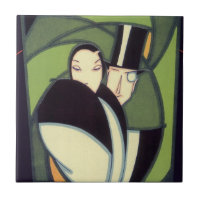 Étiquette de topper végétal vintage, Art Déco Roma