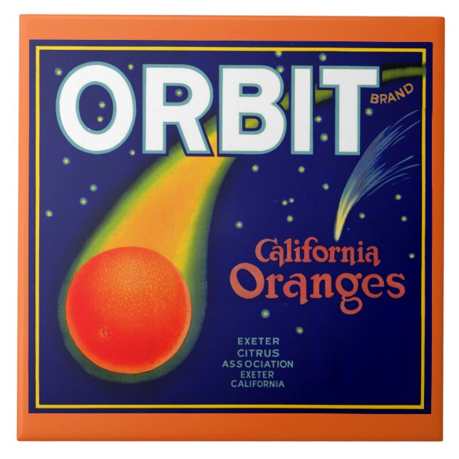 Carreau étiquette des caisses de fruits Orbit Oranges des  (Devant)