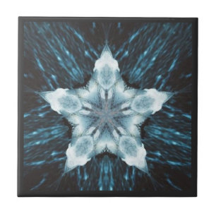 Carreau Étoile brillante brillante sur noir et bleu cobalt
