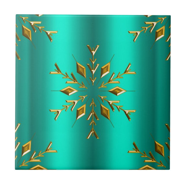 Carreau Étoile de Noël turquoise et or (Devant)