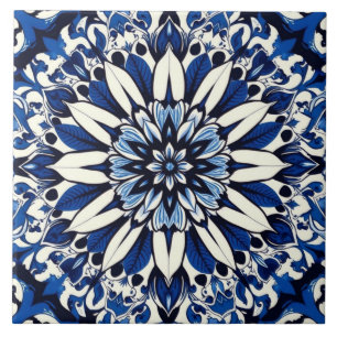 carreau étoile florale indigo