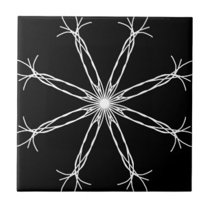 Carreau Étoile noire et blanche de kaléidoscope