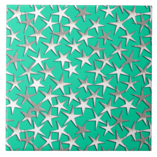 Carreau étoiles d'argent sur turquoise