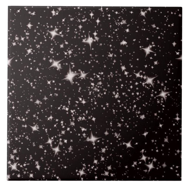 Carreau Étoiles de blanc en ciel noir (Devant)