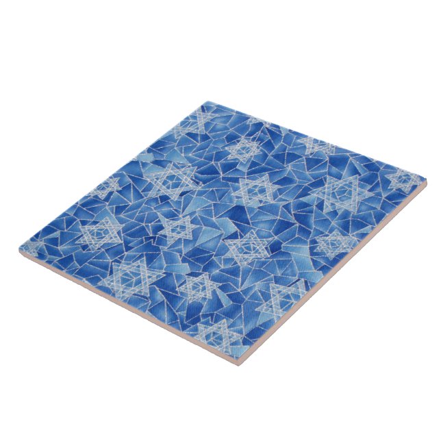 Carreau Étoiles de David en verre (Côté)