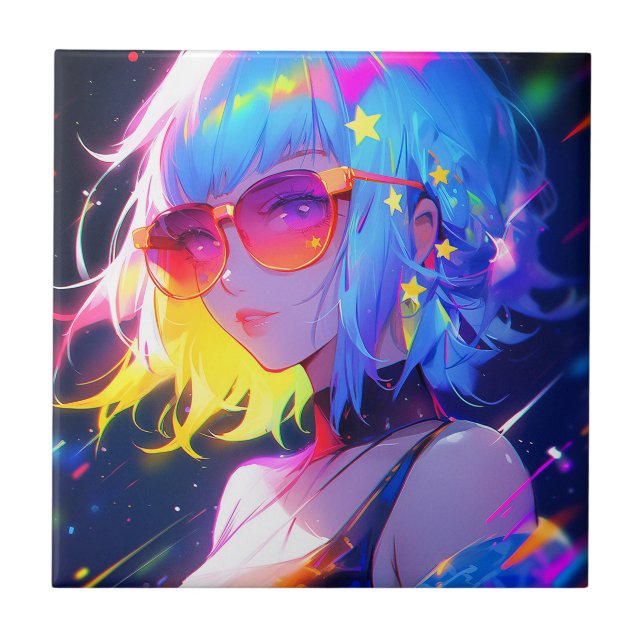 Carreau Étoiles de fille Anime (Devant)