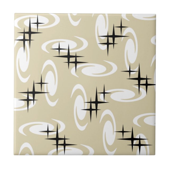 Carreau Étoiles de l'âge atomique rétro Motif Beige (Devant)