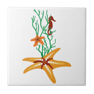 Carreau Étoiles de mer et hippocampe