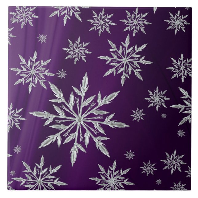 Carreau étoiles de Noël pourpres avec cristal de glace bla (Devant)
