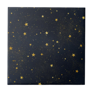 Carreau Étoiles D'Or Dans Le Ciel Nocturne