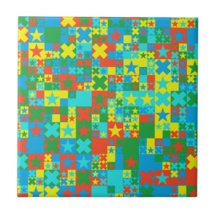 Carreau Étoiles et croix colorées