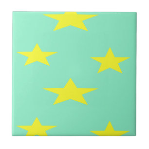 Carreau étoiles jaunes sur turquoise