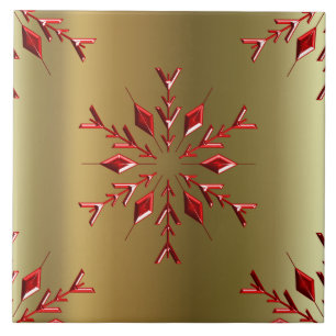 Carreau Étoiles rouges de Noël sur l'or