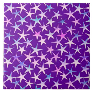 Carreau étoiles satinées, lavande sur violet