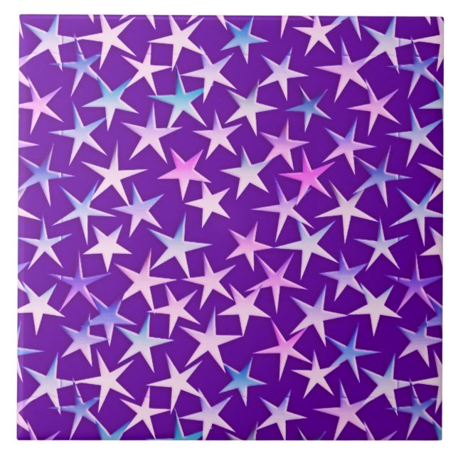 Carreau étoiles satinées, lavande sur violet (Devant)