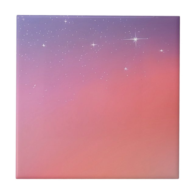 Carreau Étoiles Twilight Coucher de soleil rose violet Omb (Devant)