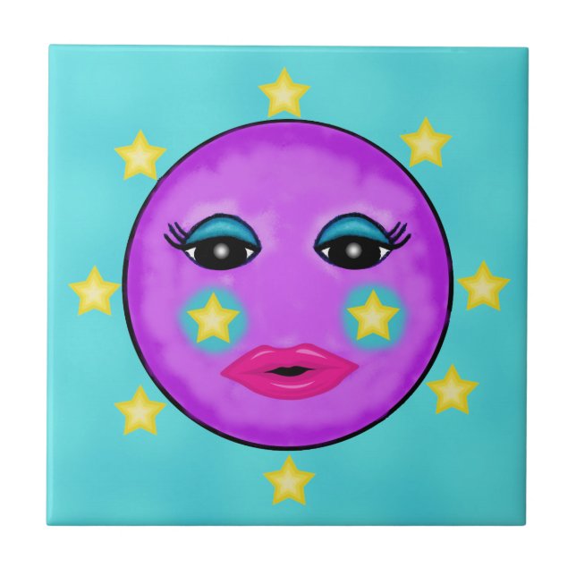 Carreau Étoiles Visage de la lune mignonne Imaginaire pour (Devant)