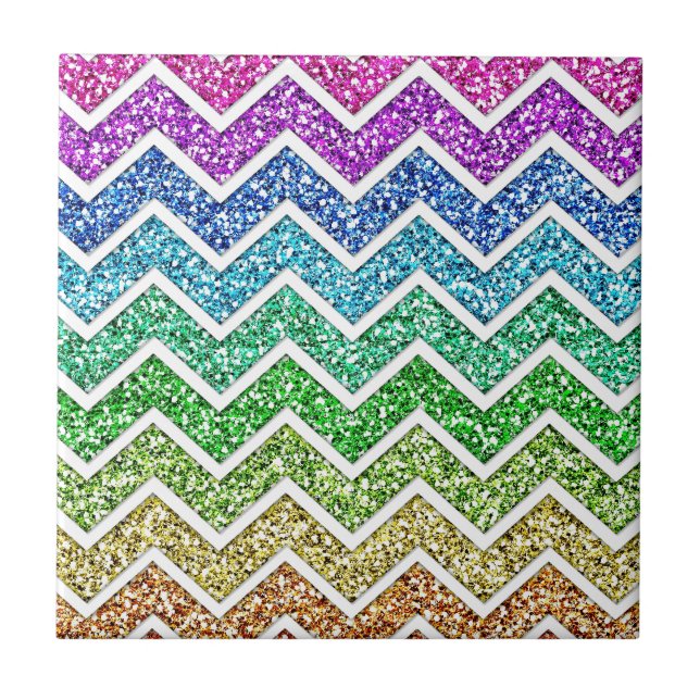 Carreau Etonnant cool tendance chevron zigzag motif arc-en (Devant)