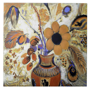 Carreau Etruscan vase with Flowers, Redon