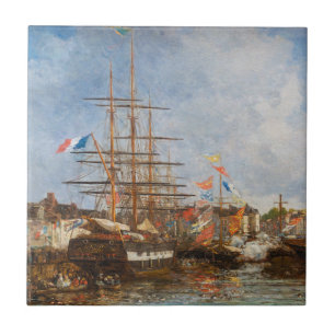 Carreau Eugene Boudin - Fête dans le bassin d'Honfleur