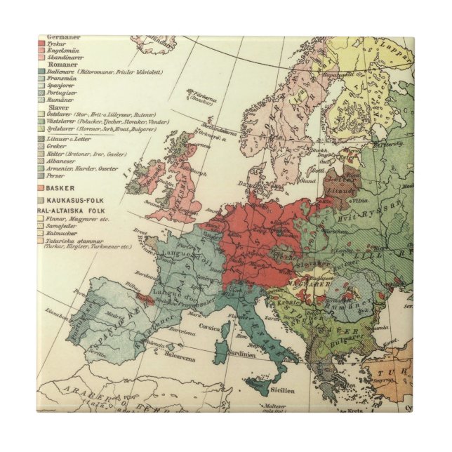 Carreau Europe Carte Pays Antique Mondiale (Devant)