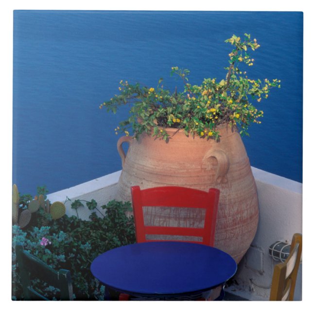 Carreau Europe, Grèce, Santorin. Terrasse avec vue sur mer (Devant)