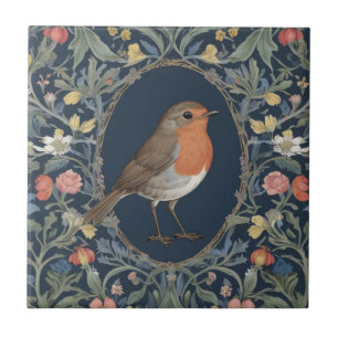 Carreau Européen Robin Bird William Morris style R Floral