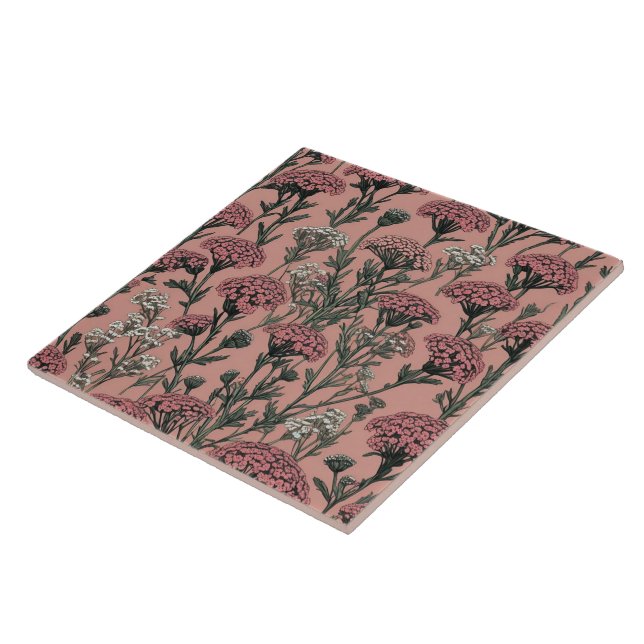Carreau Eve du désert d'Achillea motif Rose profond (Côté)