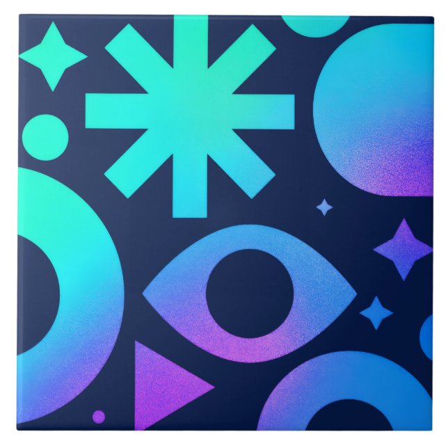 Carreau Evil Eye Ceramic Tile Cosmic Teal Purple Mystical (Devant)