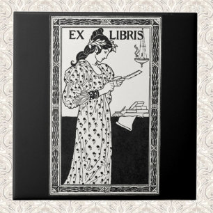 Carreau Ex Libris Art Nouveau Planche de Livre Littéraire
