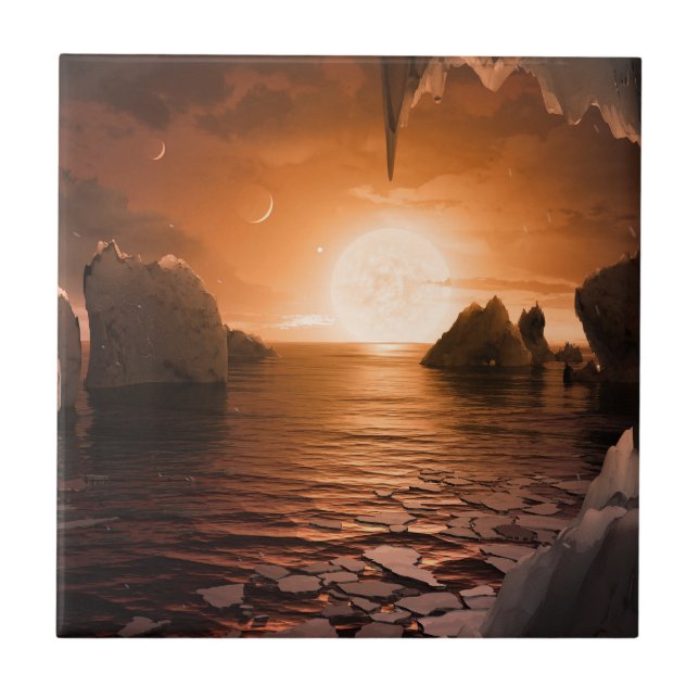 Carreau Exoplanet Trappist-1f De Son Côté Nocturne Icy. (Devant)