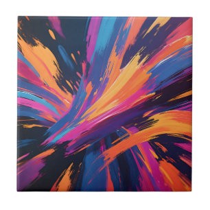 Carreau Explosion de couleur aux coups de pinceau abstrait