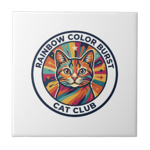 Carreau Explosion de couleurs arc-en-ciel Chat Design de K