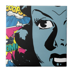Carreau Expression Pop Art dans Retro Style Comic Femme bl
