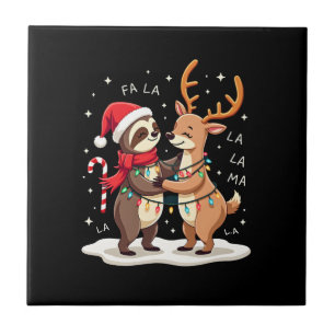 Carreau Fa La La Llama Xmas Lights Sloth Riding Llama Chri