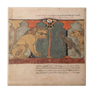 Carreau Fable de la Renaissance indienne du lion et du cha