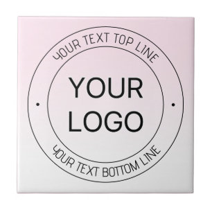 Carreau Facile Logo Remplacement & Editable Texte Rose Omb
