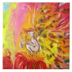Carreau FAIRY OF DAWN AVEC FLEURS ROUGES Imaginaire