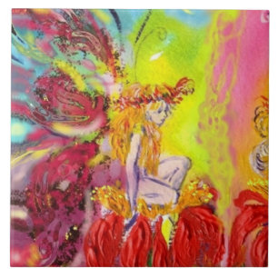 Carreau FAIRY OF DAWN AVEC FLEURS ROUGES Imaginaire