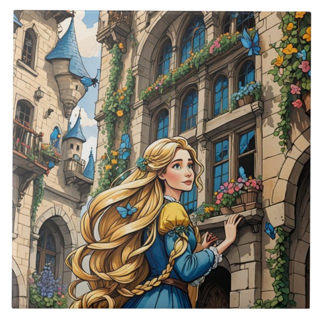 Carreau Fairytale - Rapunzel. Beau cheveux dorés (Devant)