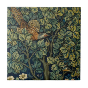 Carreau Faisan d'arbre boisé William Morris