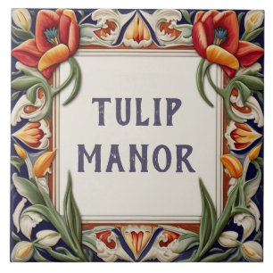 Carreau Fancy Floral Custom House Nom Plaque signalétique 