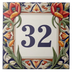 Carreau Fancy Floral Custom House Numéro Plaque Plaque sig