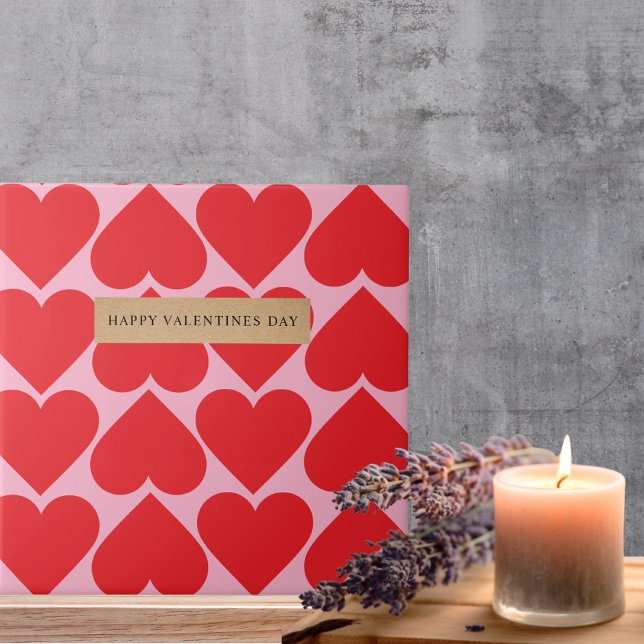 Carreau Fancy Romantique Rouge & Coeurs Rose Motif Avec No (Créateur téléchargé)